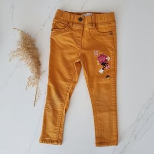 4T Souris Mini burnt orange floral embroidery skinny jeans